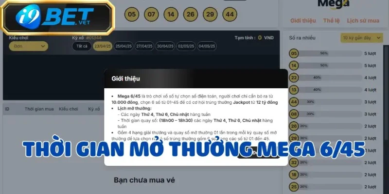 Mega 6/45 - Lô đề điện toán siêu hot cùng I9BET 3 Mega 6/45